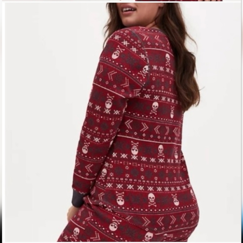 Torrid Skull Fair Isle PJ Waffle Top - Picture 2 of 10